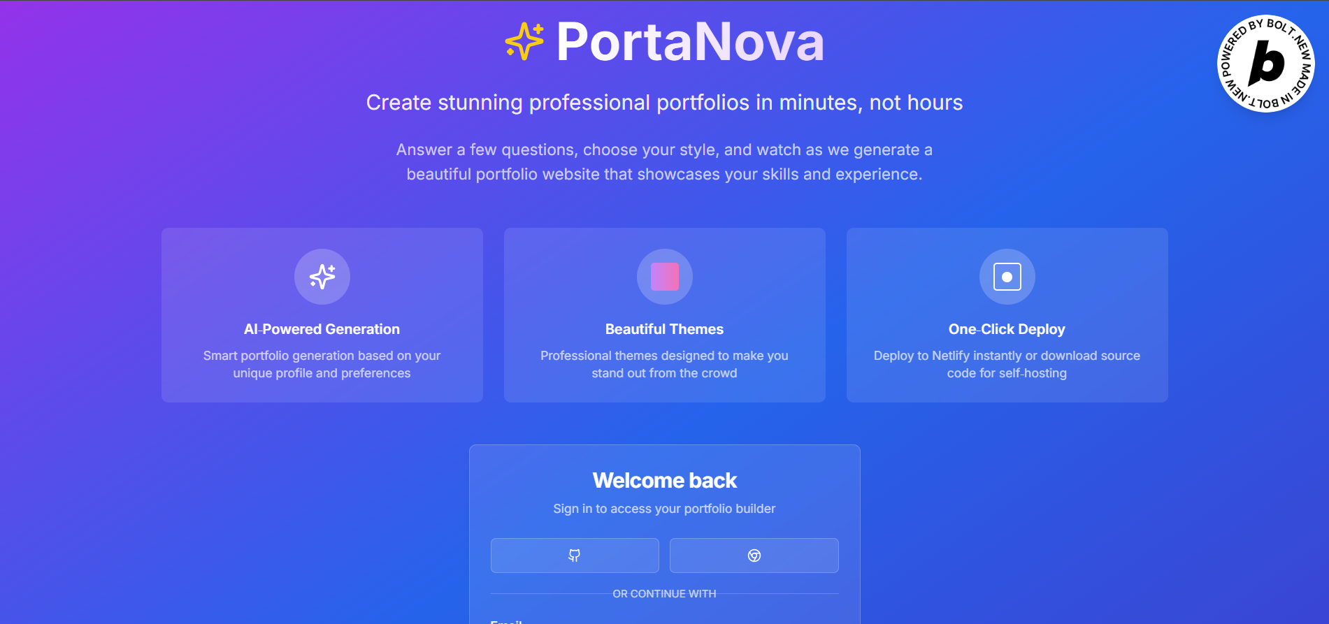 Portonova – AI Portfolio Generator